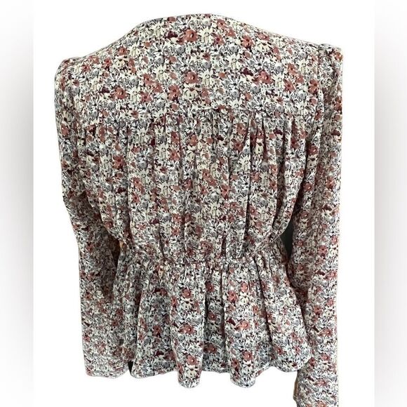 ENTRO v neck empire style top, lined, with chiffon floral overlay, size S - Picture 2 of 7